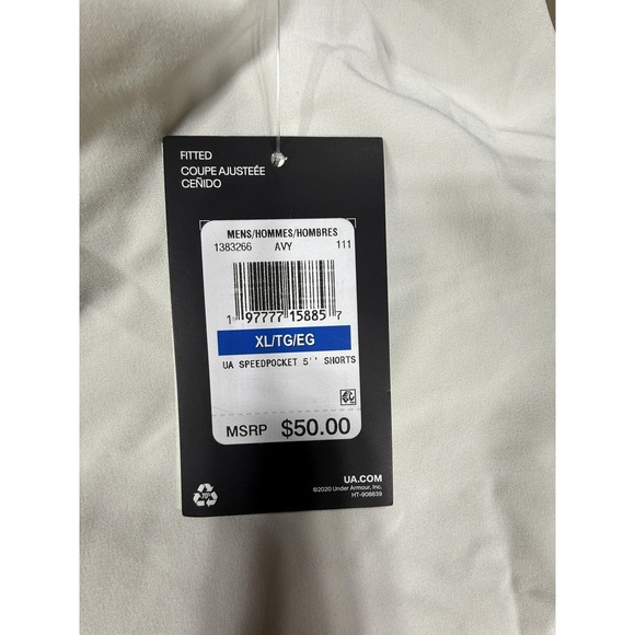Under Armour Speedpocket Shorts Mens XL White 5" Athletic Running Gym Training - Picture 9 of 12
